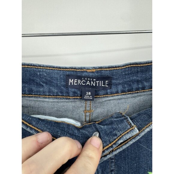 J. Crew Mercantile Wide Leg Mermaid Ocean Patch Work Jean Women 28 Blue Wash - Picture 3 of 12